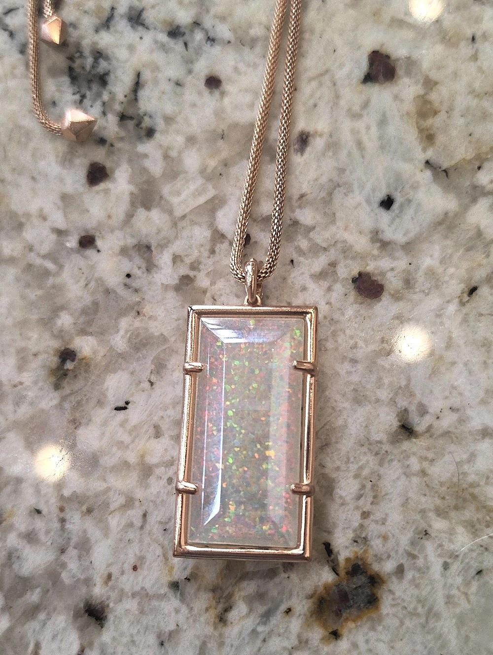 Kendra Scott Opal-Look Rectangle Pendant Necklace in Pink